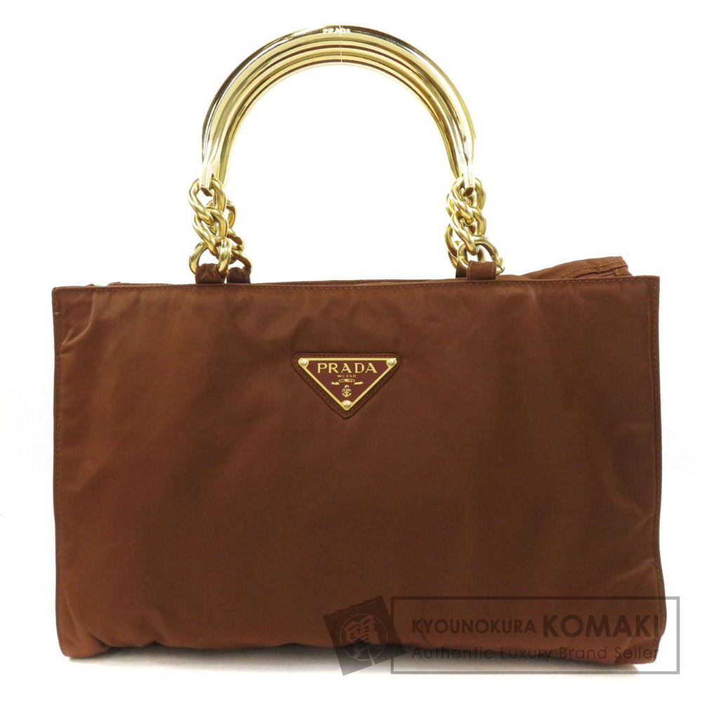 Prada Tessuto Tote goldtoned metal handles chainlink